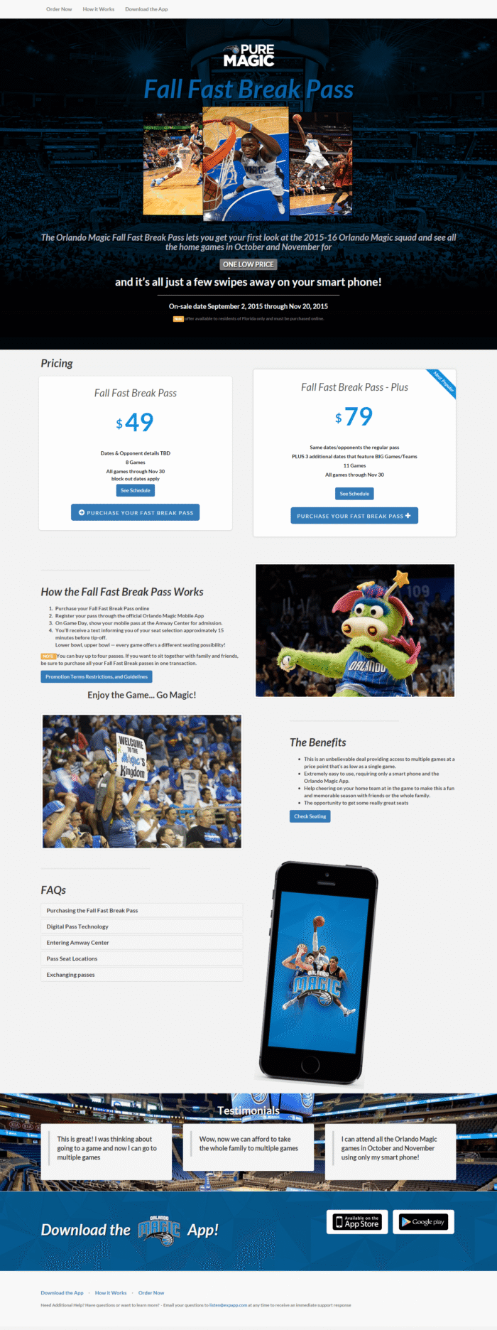 Web Design - Orlando Magic Prototype Mockup