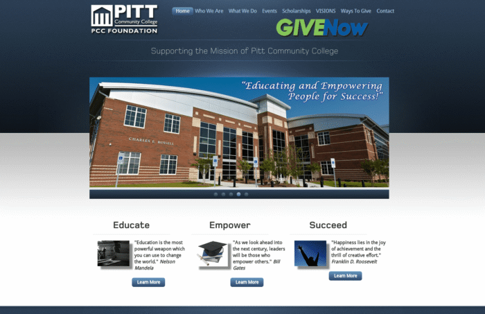 Pitt Community College Foundation Web Design