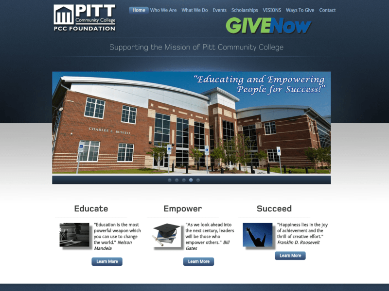 Pitt Community College Foundation Web Design