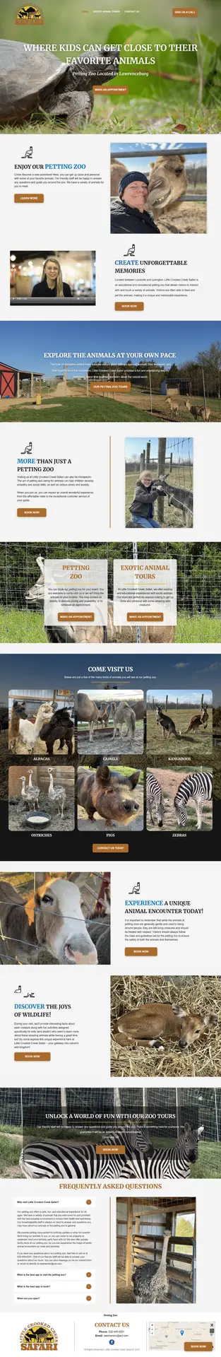 Web Design - Little Crooked Creek Safari - screenshot