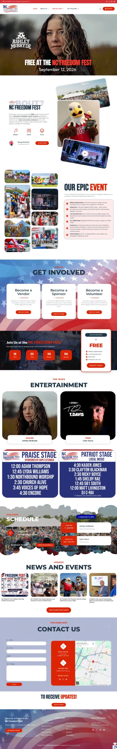 NC Freedom Fest Website redesign - Signature Web Designer
